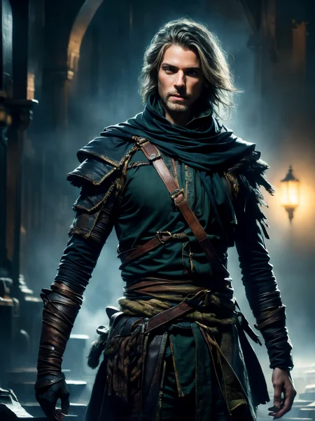 (masterpiece:1.2), (best quality,:1.2), 8k, HDR, ultra detailed, ((photorealistic)), perfect anatomy, professional light, cinematic lighting, fashion photography, ambient lighting, (DarkFantasy:0.6), (1man), a (male) rogue, wild hair, dark clothes, dark armor, FaRo, in Aurora Skybridge,
<lora:add_detail:1>, FaRo <lora:FantasyRogues:1>, <lora:FantasyRuins:0.9> FanRu