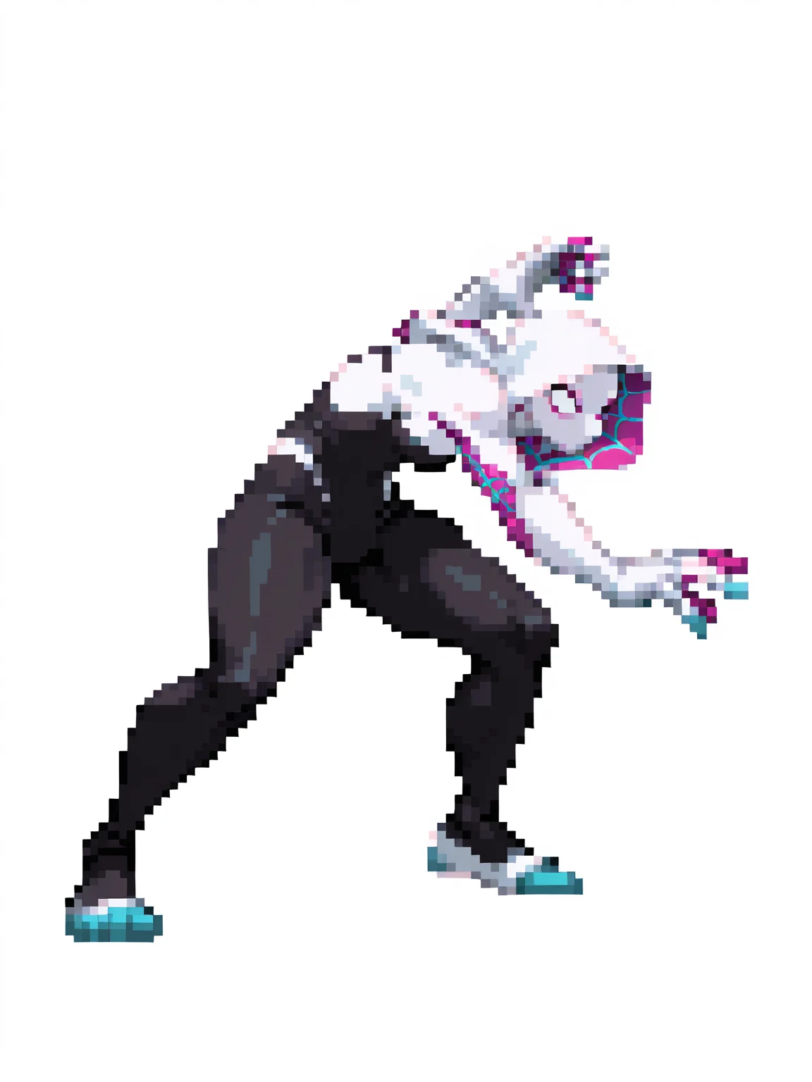 CapcomVsSnk,, white background,,
1girl, (spider-gwen:1),, looking at away, dynamic pose, full body, fighting stance,
<lora:ACapVSsnk_Style:1.2>,