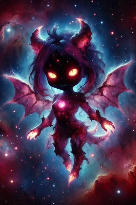 martius_nebula chibi demon woman <lora:Cosmic_Nebula_Style:1.15>