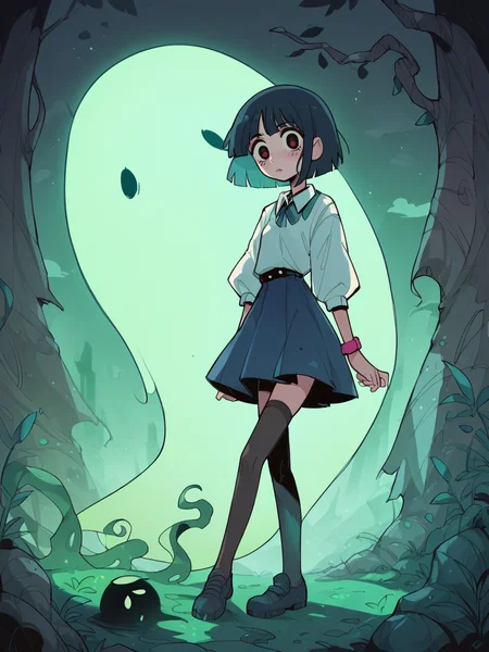 source_anime, score_9, score_8_up, score_7_up, score_6_up, score_5_up, thighhighs, <lora:D4lm4uXLP:1> d4lm4u, 1girl, ghost,