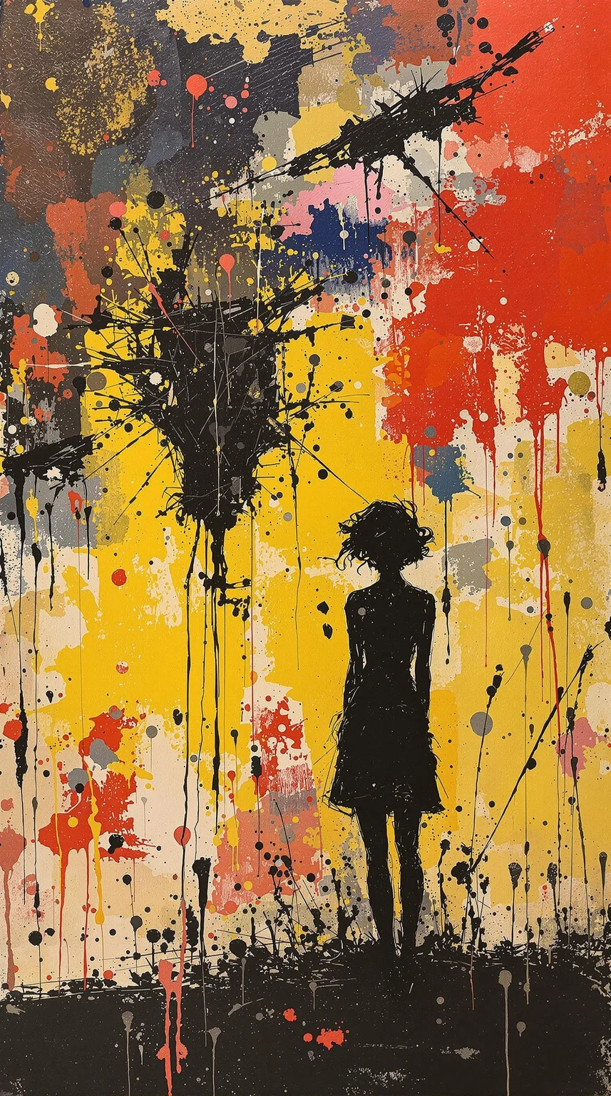 reedy art, , by Ashley Wood, young woman, deep meaningful context backgrounds
