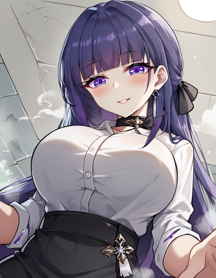 score_9, score_8_up, score_7_up, source_anime, <lora:raiden-mei-office-lady-ponyxl-lora-nochekaiser:1>, raiden mei, long hair, purple hair, bangs, purple eyes, blunt bangs, bangs, gradient hair, hair ribbon,, office lady, white shirt, shirt, pantyhose, skirt, black skirt, long sleeves, large breasts, choker, black choker, sleeves rolled up, geyser, steam, water, hot spring, eruption, , <lora:lap-pov-ponyxl-lora-nochekaiser:1>, lap pov, lap pillow, from below, ceiling, looking down, pov, blush, smile,, looking at viewer, solo,, dutch angle, cowboy shot
