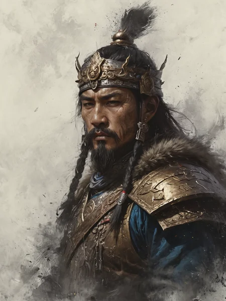 Mongolian king general warrior fighter fantasy, <lora:Desolation:0.6>