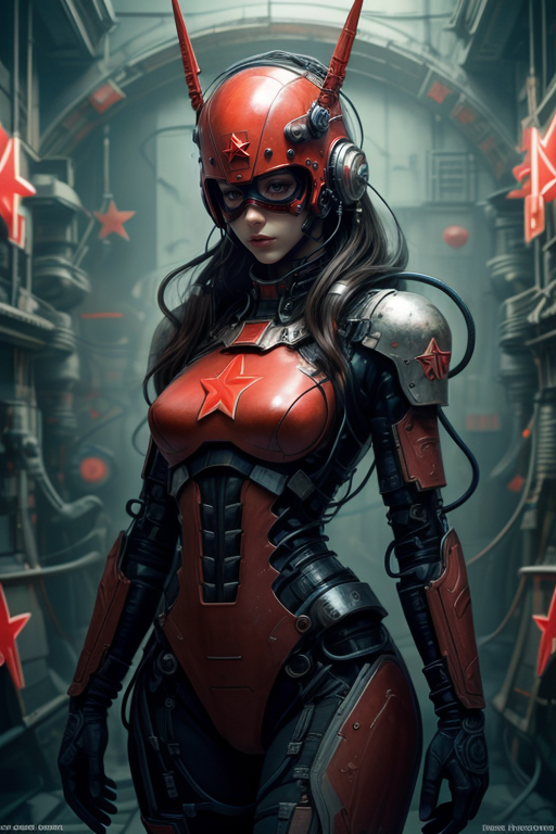 SCI-FI,
cowboy shot,thigh gap,
femenine cyborg,helmet with antenna,mask,armor,
cyberpunk,neon,
high technical room background,
<lora:Concept_-_Hella-sthetic_v2:0.7>,
(USSR,red star \(symbol\):1.5),, intricate, elegant, highly detailed, symmetry, magical atmosphere, sharp focus, majestic, very coherent, radiant, advanced, cinematic, artistic, fine detail, winning, beautiful, stunning, dramatic light, designed, rich deep colors, perfect professional background, ambient, tailored set composition