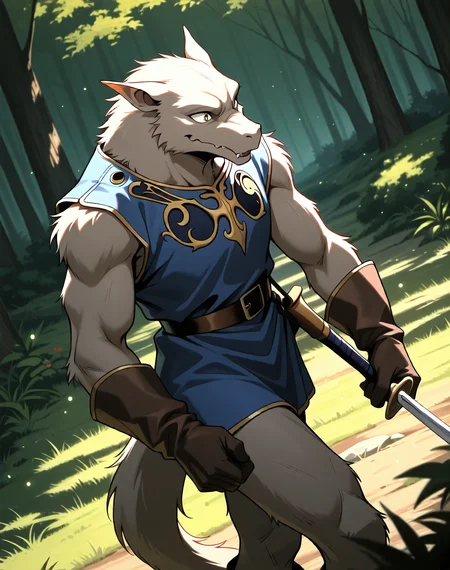 <lora:Kobold_(Record_of_Lodoss_War)_(Illustrious)_(AD):1> kobold, muscular, Record of Lodoss War,
dutch angle, exterior, battleground, dynamic action, dutch angle, fantasy forest, nature landscape,
kobold soldier, no pants, fur tail, furry body, cowboy shot, sword, bent leg, twisted torso, male chest focus,
BREAKvery awe, aesthetically pleasing, masterpiece, best quality, amazing quality, very aesthetic, perfect depth of field shot, masterclass color theory, in'ei, gradient style coloring, source_anime, masterclass anime,
Smooth Quality, lazympos, IllustQualXL_Pos,