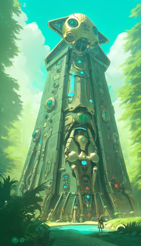 Necrons, scenery, detailed background, masterpiece, best quality, high quality, absurdres <lora:necrons_xl_v1:1>, (Studio ghibli style, Art by Hayao Miyazaki:1.2), Anime Style, Manga Style, Hand drawn, cinematic, Sharp focus, humorous illustration, big depth of field, Masterpiece, concept art, trending on artstation, Vivid colors, Simplified style, trending on ArtStation, trending on CGSociety, Intricate, Vibrant colors, Soft Shading, Simplistic Features, Sharp Angles, Playful