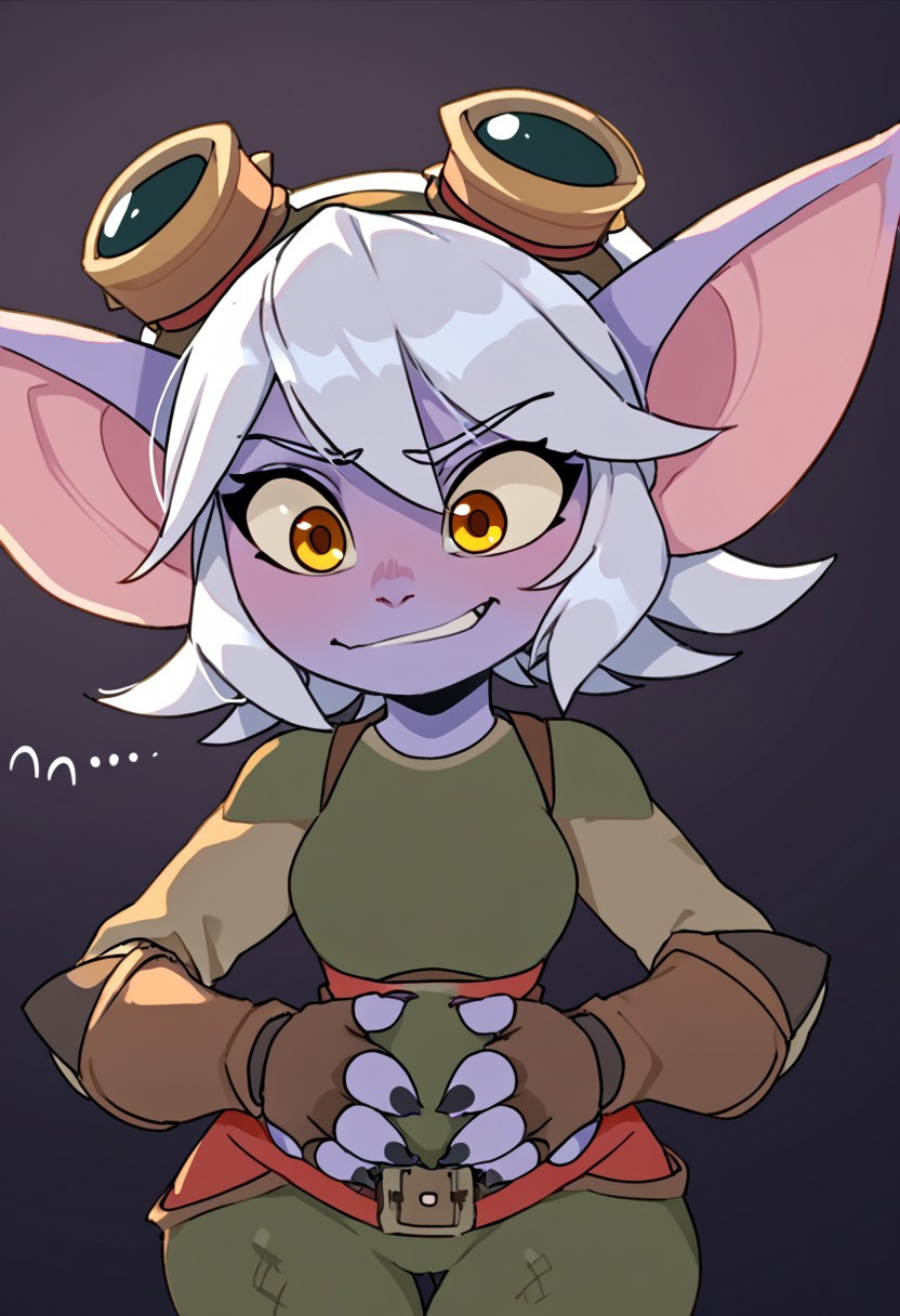 Tristana, ,mature,dramatic lighting, dark background, upper body, embarassed expression shortstack,