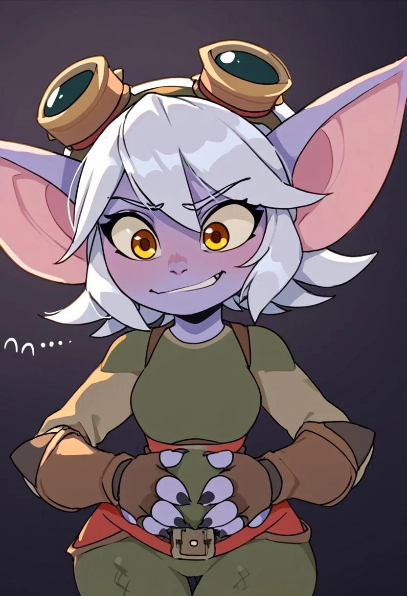Tristana, ,mature,dramatic lighting, dark background, upper body, embarassed expression shortstack,