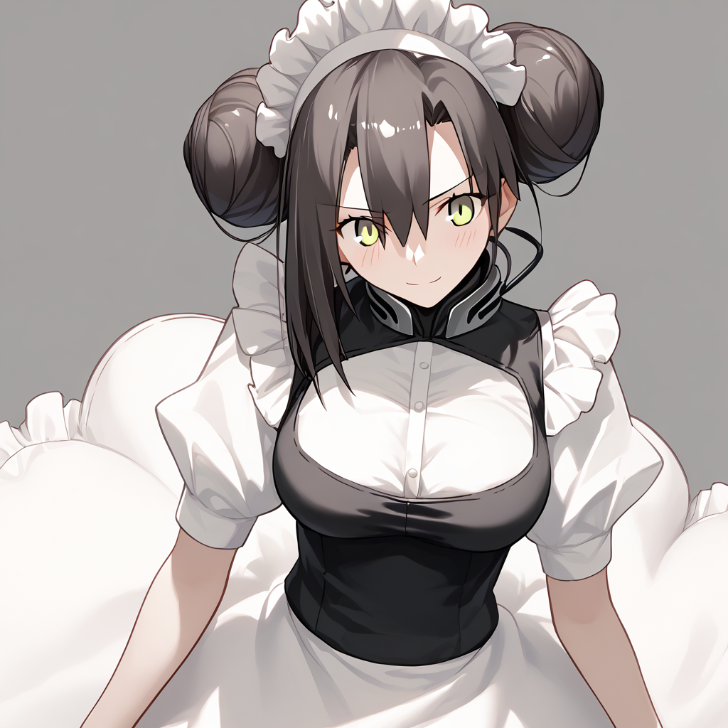 <lora:Takeuchi_Takashi_PonyXL_style_v01:1>
<lora:agent.pony:1>
score_9 , score_8_up , score_7_up , source_anime , 
masterpiece , best quality , ultra-detailed , 
BREAK
agent \(girls' frontline\), maid
1girl , woman , huge breasts , light smile , light blush , ((jeanne d'arc (fate)):0.5)  , 
long black hair  , maid dress ,  
motion