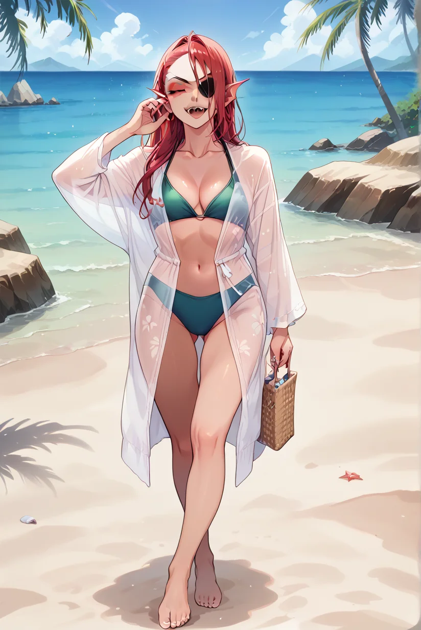 score_9, score_8_up, score_7_up, best quality, masterpiece, source_anime, anime screenshot, BREAK, 1girl, mesh cover-up clothes, , Wrap-around bikini with a knotted front and a tropical palm leaf print, closed clothes , full body <lora:mesh_cover-up_clothesv2:1.5>,long sleeves
undyne, in beach, <lora:add-detail-xl:1> <lora:detail_eyes:0.5>