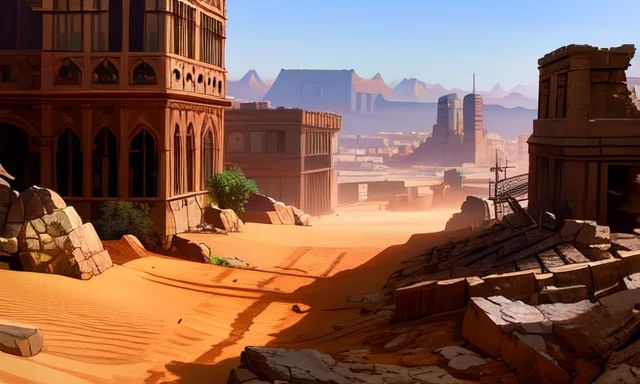 ((extreme detail)),(ultra-detailed), extremely detailed CG unity 8k wallpaper,best quality, masterpiece, modern, ruins, desert, industrial, gothic, <lora:OdinSphereStylev2:0.7>odinspherestyle,