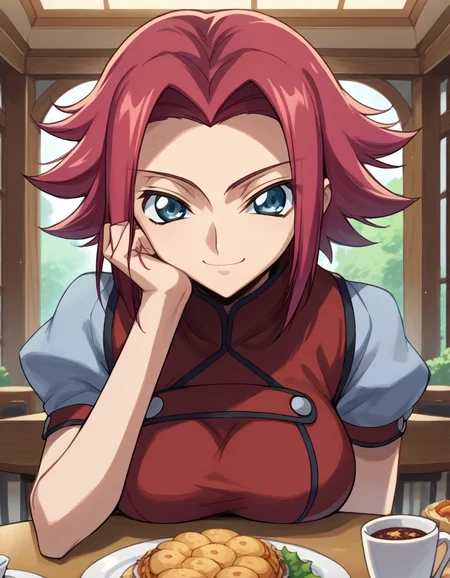 score_9, score_8_up, score_7_up, source_anime, <lora:kallen-stadtfeld-s1-ponyxl-lora-nochekaiser:1>, kallen stadtfeld, blue eyes, red hair, short hair, large breasts,, <lora:pov-across-table-ponyxl-lora-nochekaiser:1> pov across table, pov dating, restaurant, table, meal, care, cup, head rest, smile, elbow on table, food, elbow rest, ,