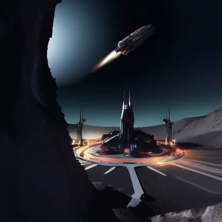 In the mining operation within Odysset's rings, massive platforms and interconnected structures sprawl across the cosmic expanse. Bright floodlights cut through the darkness, revealing workers clad in rugged space suits maneuvering among towering cranes and robotic arms. Transport vessels dart back and forth against the backdrop of the star-studded void, ferrying payloads of ore to processing facilities stationed on nearby asteroids. The scene is a symphony of activity amidst the celestial silence, with the distant glow of the planet Odysset providing a serene backdrop to the bustling industrial operation., BREAK, (sci-fi, futuristic, space, asteroid:1.4), BREAK, <lora:detailed_notrigger:1>, <lora:Expanse_Science_Fiction_Comic_Style_SDXL:1> expnscom