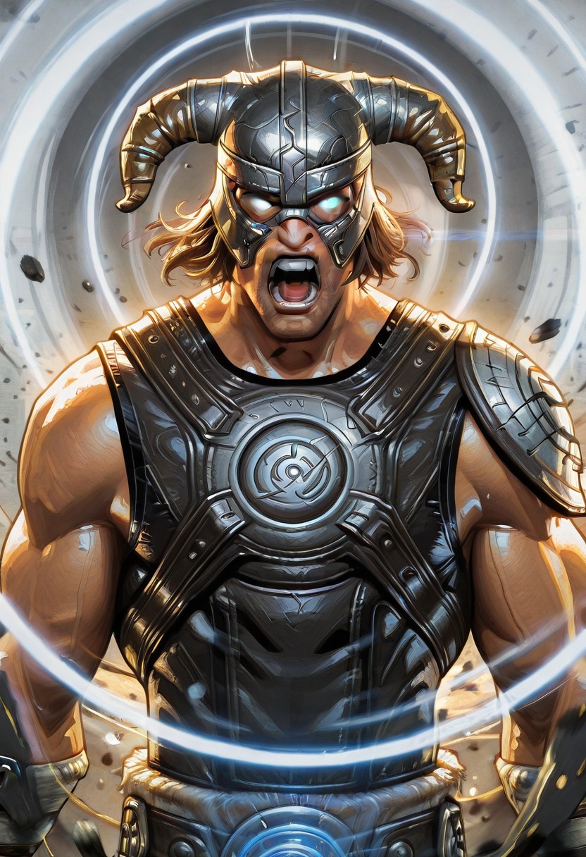 1boy, solo, super_scream, 
shockwaves, concentric rings, debris, MarvelRivals, semi realistic, cartoon, edgFusRoDah_armor,horned helmet,,wearing edgFusRoDah_armor,
upper body, straight-on, blank eyes, glowing eye,
 masterpiece, best quality, amazing quality,