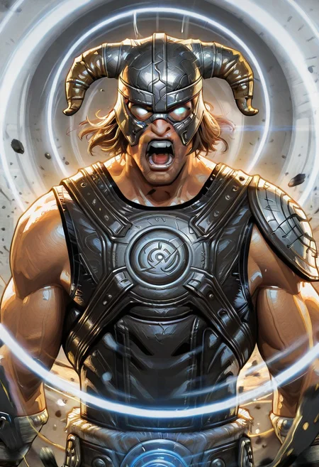 1boy, solo, super_scream,
shockwaves, concentric rings, debris, MarvelRivals, semi realistic, cartoon, edgFusRoDah_armor,horned helmet,,wearing edgFusRoDah_armor,
upper body, straight-on, blank eyes, glowing eye,
masterpiece, best quality, amazing quality,