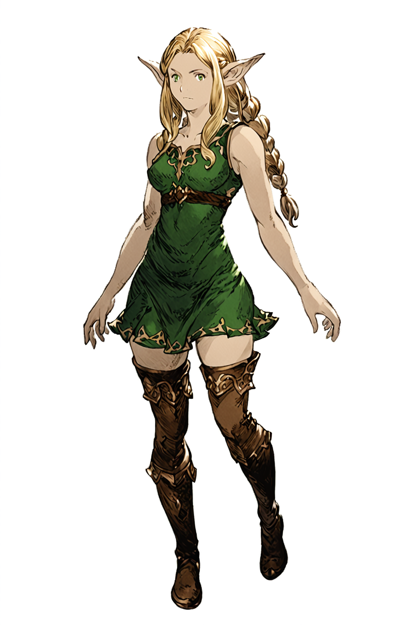 <lora:akihiko_yoshida_style_pony:0.6>, <lora:granblue_fantasy_style_xl:1>, <lora:pensketch_without_pen_lora:0.5> <lora:ryoji_ohara_Final_Fantasy_Brave_Exvius_ArtStyle:1>, <lora:LineArt Mono Style LoRA_Pony XL v6:0.5>, <lora:Takeuchi_Takashi_PonyXL_style_v01:0.6>,
(white_background:1), hands, flat color, granblue_fantasy_style_xl, granblue, penSketch_style, (ink sketch, hatching), detailed face, nose, detailed eyes,
elf, geen eyes, elf, stoic, looking at viewer,  blond, tight dress