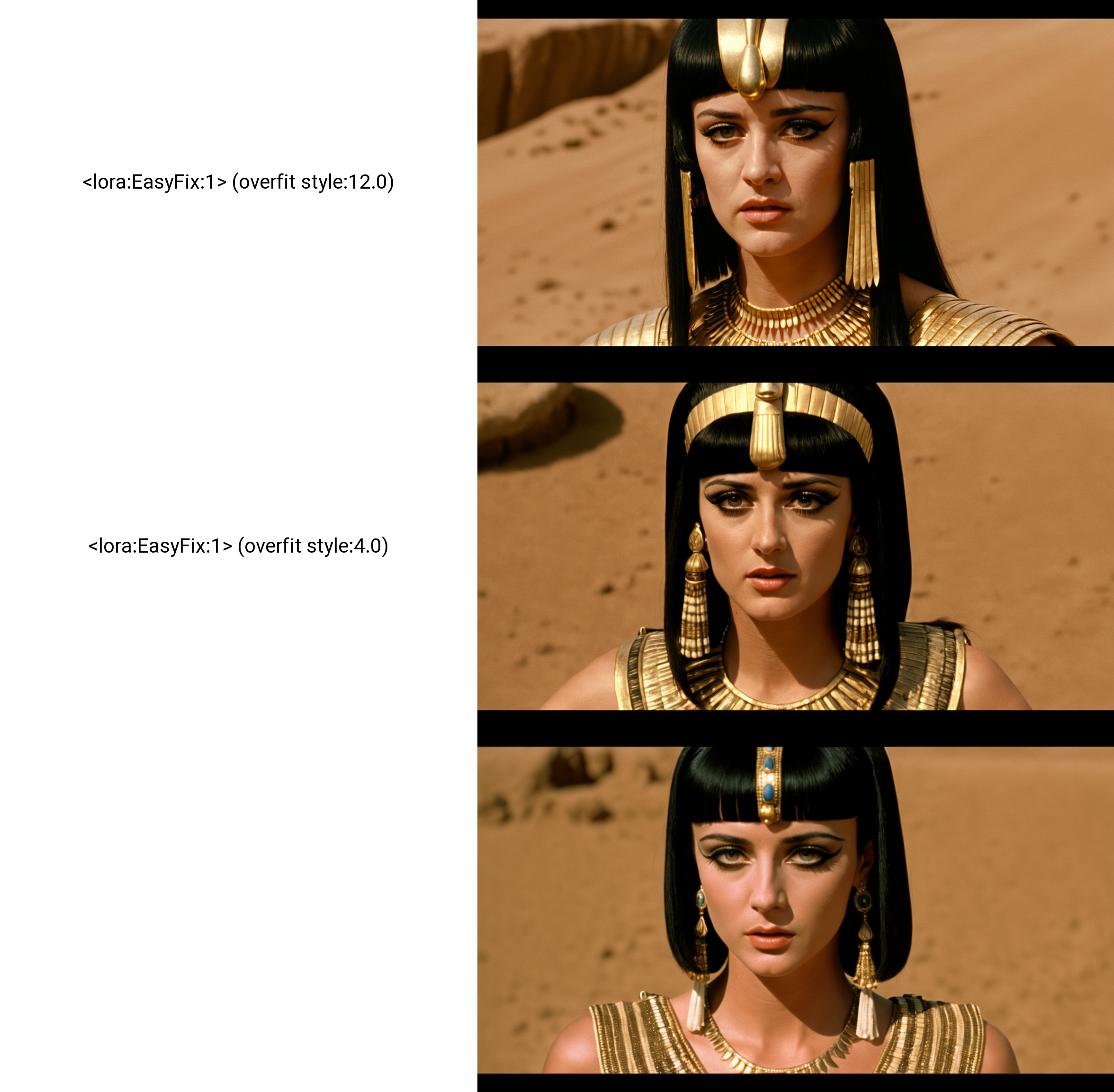 film still David Lynch's Cleopatra starring Freddie Prinze Jr. as Cleopatra Queen of the Nile medium two shot, 4K remastered, very detailed, film grain, motion blur