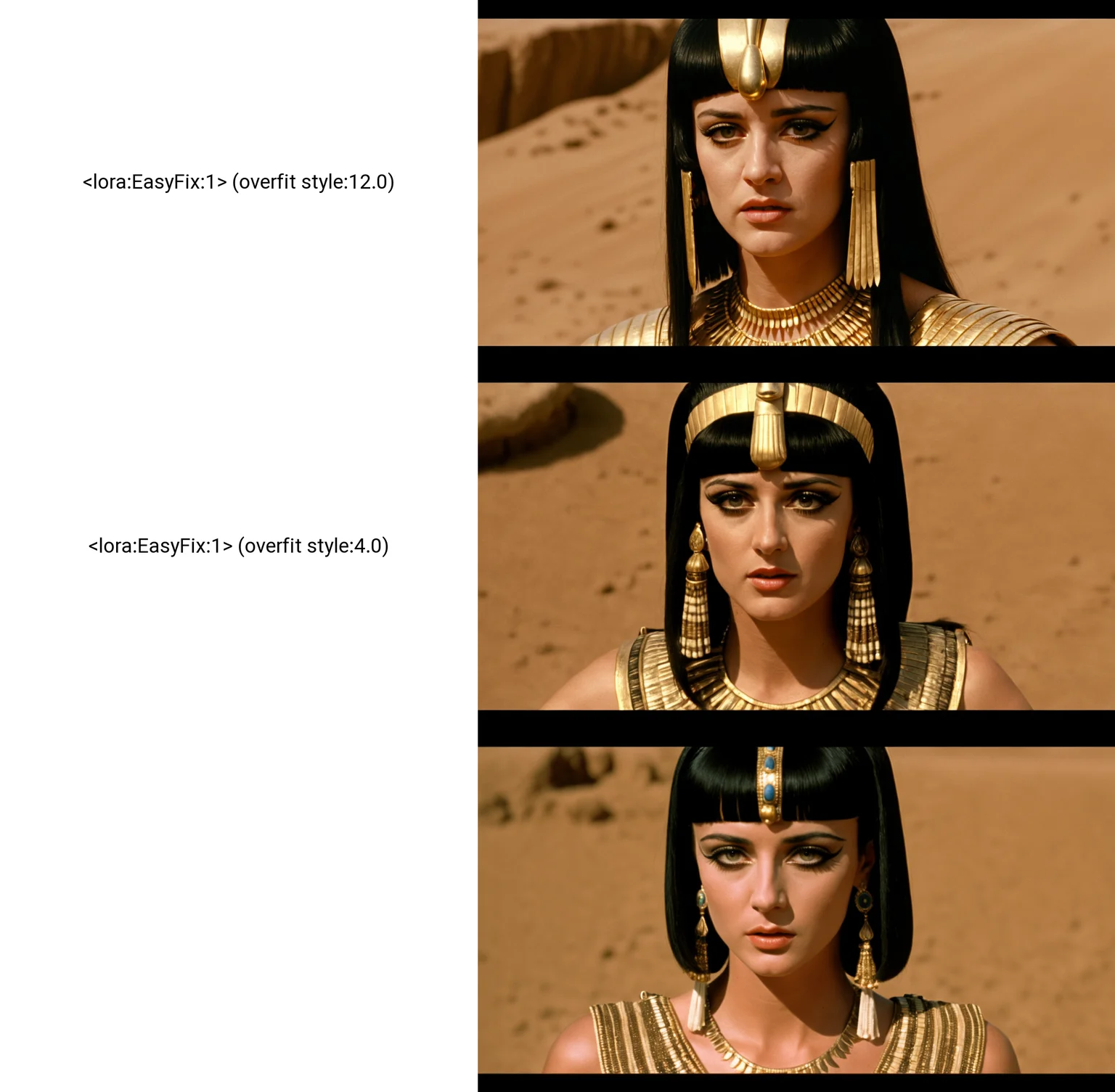 film still David Lynch's Cleopatra starring Freddie Prinze Jr. as Cleopatra Queen of the Nile medium two shot, 4K remastered, very detailed, film grain, motion blur
