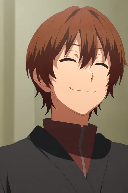 score_9, score_8_up, score_7_up, source_anime, rating_safe, intricate details, (3d:0.4), , depth of field, 1boy, solo, male focus, <lora:keyaru_kaifuku_jutsushi_pony:0.76>, keyaru_kaifuku_jutsushi, brown hair, red eyes, short hair, hair between eyes, bangs, aged down, , straight-on, full body, apartment, indoors, light, singing, (closed eyes:1.2), smile, , <lora:sdxl_lightning_8step_lora:1>