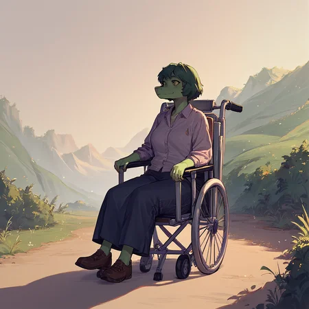 score_9,score_8_up,,score_7_up,
<lora:Olivia_Halford:0.8>,OliviaHalford,1girl,solo,female,sitting,in wheelchair,
shadow detail,natural light,backround detail,outside