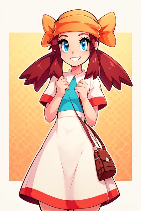 score_9, score_8_up, score_8, medium breasts, (curvy), cute, eyelashes, BREAK, , zzMelody, twintails, dress, bandana, short sleeves, <lora:Melody_Pokemon_PDXL:1.0>, , BREAK, smile, looking at viewer, abstract background, white outline, cowboy shot, embedding:zPDXL, Expressiveh, <lora:theOtherHalfPDXL:0.8>, <lora:CatalystStylePDXL:0.6>, <lora:SDXLFaeTastic2400:0.5>, <lora:Expressive_H-000001:0.4>,
