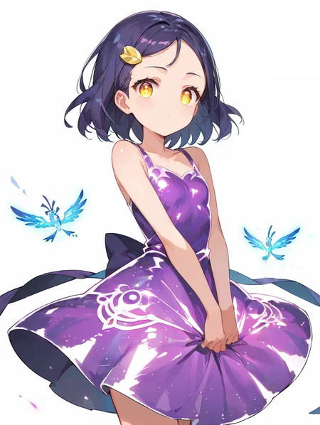 score_9, score_8_up, score_7_up,source_anime, high res image,masterpiece,best quality,(girl:1.0),cute face,clear skin,shiny hair,ultra detailed eyes,simple background, <lora:glow dress_pony_V1.0:0.6> glow dress, henshin,purple dress