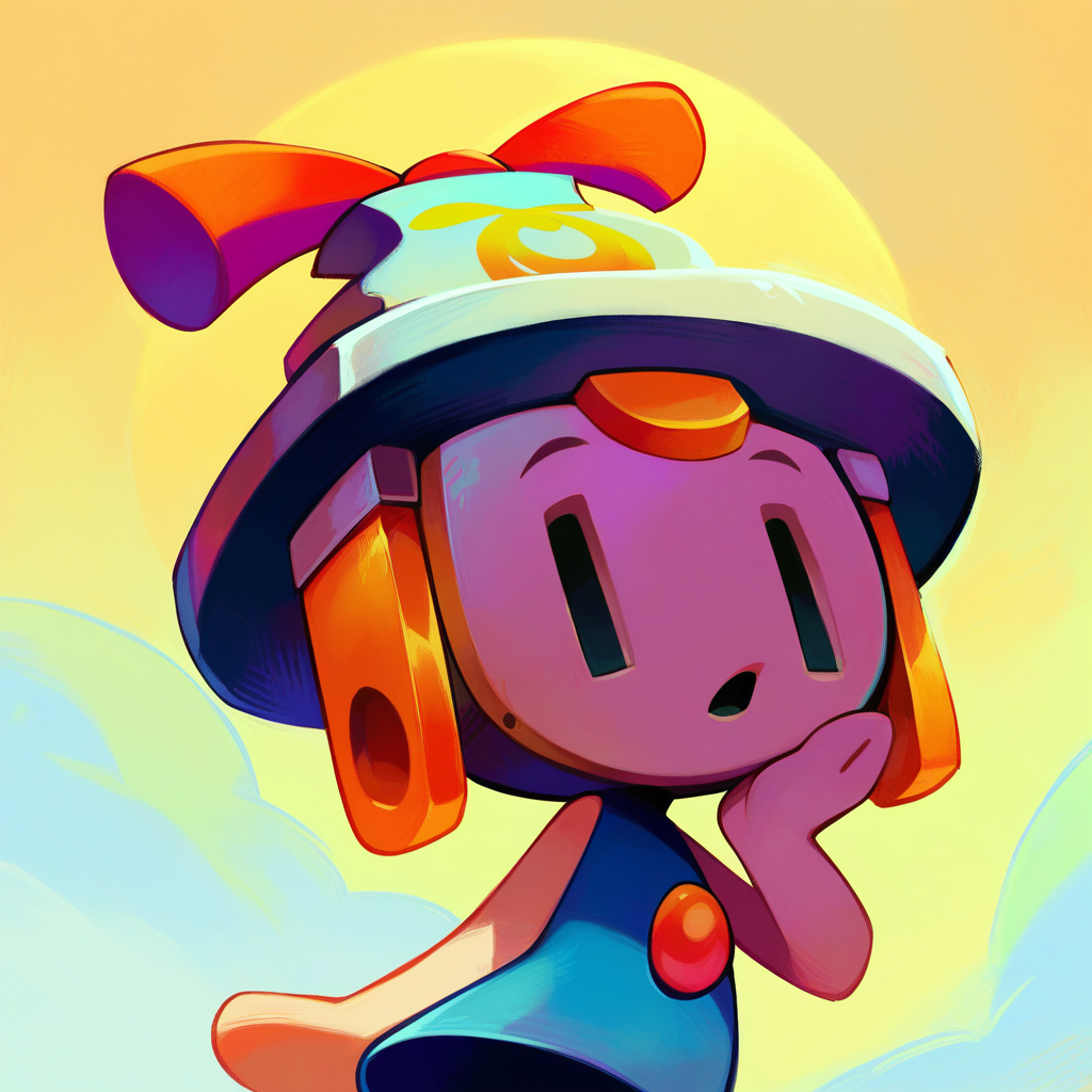 zPDXL2, score_9_up, score_8_up, score_7_up, 2d, rating_safe, yellow background, clouds, sun,  <lora:PDXL_Connie_ML:1>, 1girl, solo, connie_\(m&l\), grey skin, simple eyes, empty eyes, plug, socket, blue dress, bare shoulders, looking at viewer, parted lips, one hand on face, portrait, close up