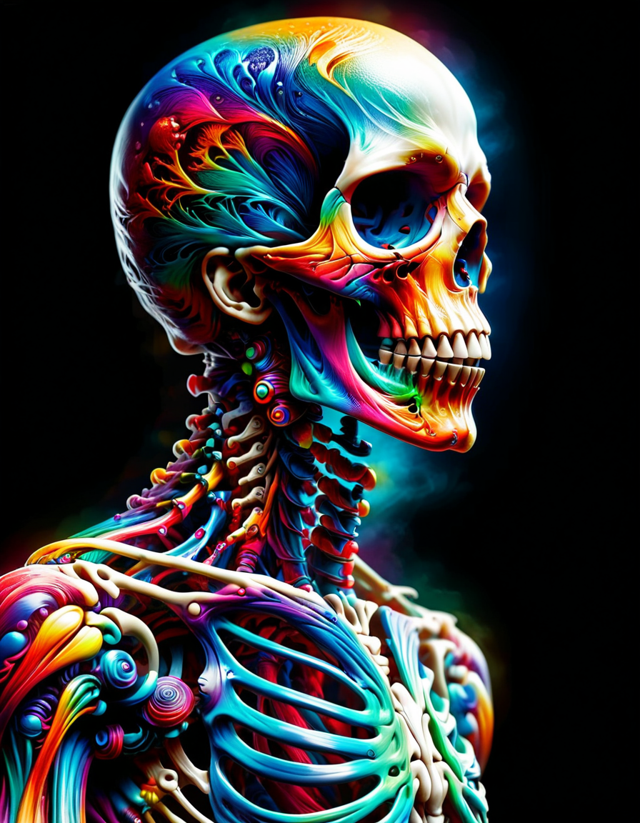 photograph, glamourous strong Male Skeleton, Hopeful, made out of ral-ovrstrtd <lora:ral-ovrstrtd:1>, badge, flowing, fine artistic composition, intricate artistic color, full color, artistic, exquisite color, magical atmosphere
