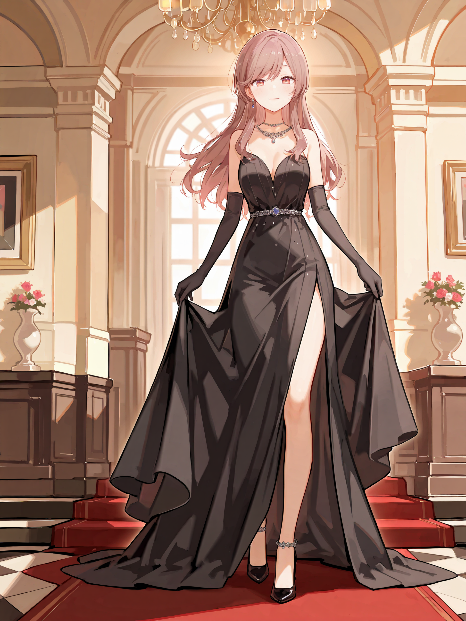 1girl, sena ajisai, solo, elbow gloves, high heels, necklace, evening gown, holding handbag, standing, full body, light smile, looking at viewer, ballroom, indoors, depth of field , <lora:Char-Sena_Ajisai-V1-IL:0.9>
masterpiece, best quality, amazing quality, very aesthetic, absurdres, (ask \(askzy\), hiten \(hitenkei\):0.7), perfect features, intricate details, ray tracing, <lora:XL-aesthetic_anime:1:hr=0.1>, <lora:XL-detailed_notrigger:1:hr=0.5>
