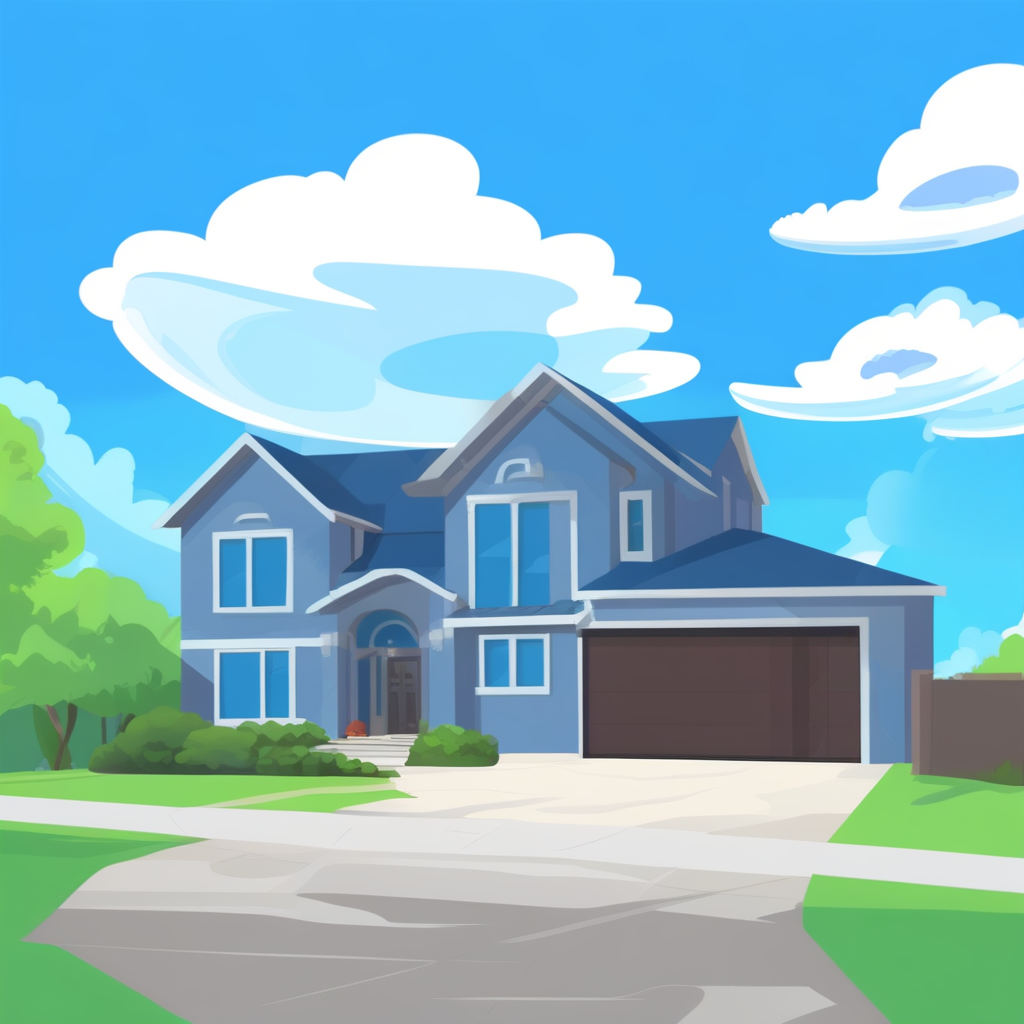 house, day, blue sky, clouds, driveway