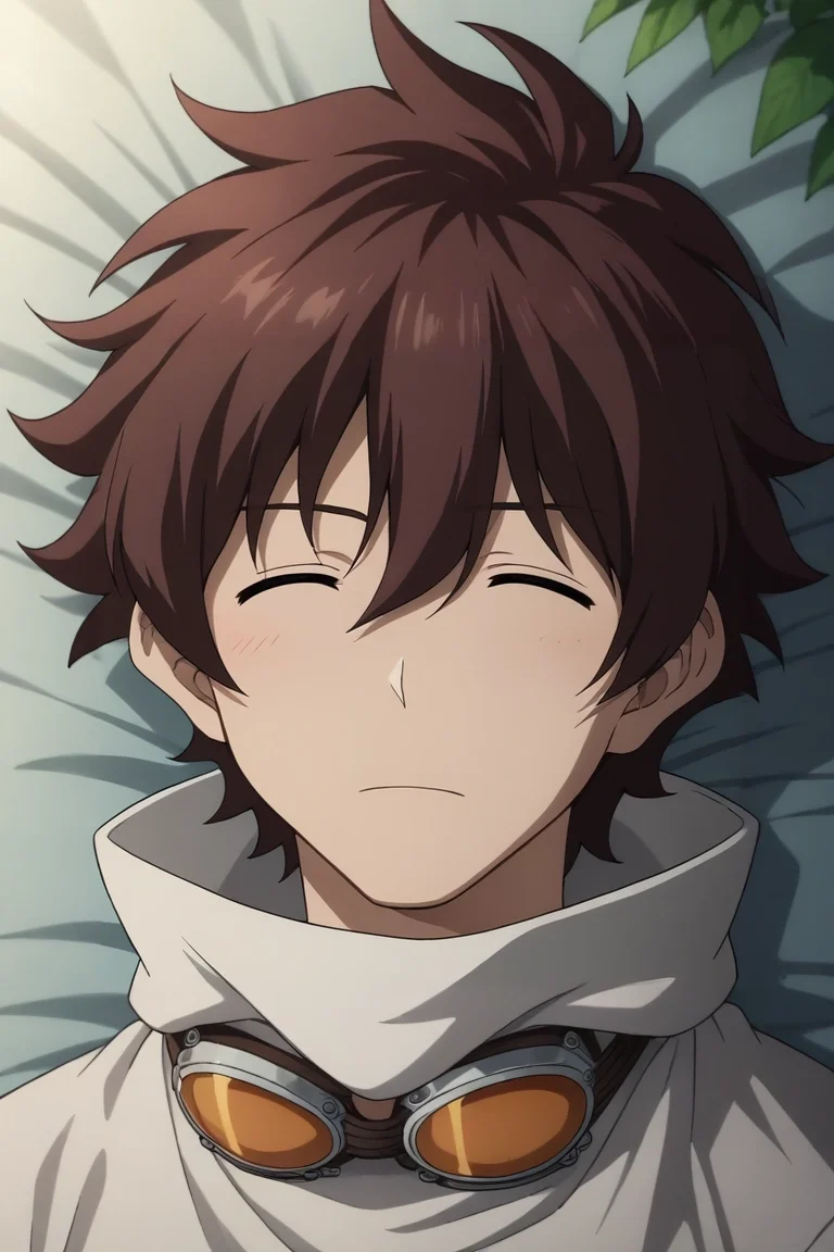 score_9, score_8_up, score_7_up, source_anime, rating_safe, , anime screencap, , official style, looking at viewer, depth of field, 1boy, solo, male focus, <lora:leonardo_watch_pony:1>, leonardo_watch, brown hair, closed eyes, short hair, hair between eyes, bangs, goggles around neck, close-up, atlantis, midnight, lying, on back, nervous, , <lora:sdxl_lightning_8step_lora:1>