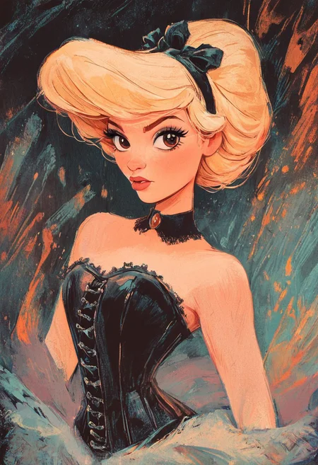 ariel \(disney\) ncpy13 style pastels drawing <lora:ncpy13 style:1>, score_9, score_8_up, score_7_up, score_6_up, score_5_up, score_4_up,hotwife,corset,gorgeous disney princess, long blonde hair,long eyelashes, beautiful lips, brown eyes, black goth outfit