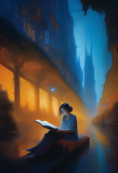 score_9, score_8_up, score_8_up, ((Cinematic composition)),((masterpiece)), (resplendent spotlighting), 8k. dual exposure.
an beautiful girl reading a book sitting in a futuristic city park, ((full body)) surreal, fragmented styles, intense colors, liquid, unreal parts, alluring, fluid, perfection, gothic. (Alphonse Mucha), Illustration (John Berkey, Ian Miller), maximum detail, Chinese watercolor and ink technique. (Thin outline). <lora:xl_more_art-full_v1:0.4> <lora:epi_noiseoffset2:1>3