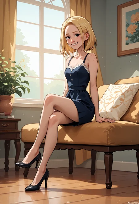 score_9, score_8_up, score_7_up, score_6_up, score_5_up,  1girl, solo, full body,
<lora:Nora (Storybooth):0.9> Nora_Storybooth, blonde hair, medium hair, freckles, smile, black eyes,
high heels,
indoors, detailed background,
<lora:Expressive_H:0.7> Expressiveh,
<lora:add-detail-xl:0.9>
<lora:light:1> neolight