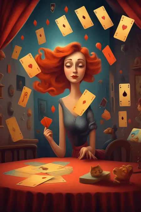 <lora:Dixit Card Generator:1>Dixit Card Generator - Extremely unrealistic expectations in the style of dixit