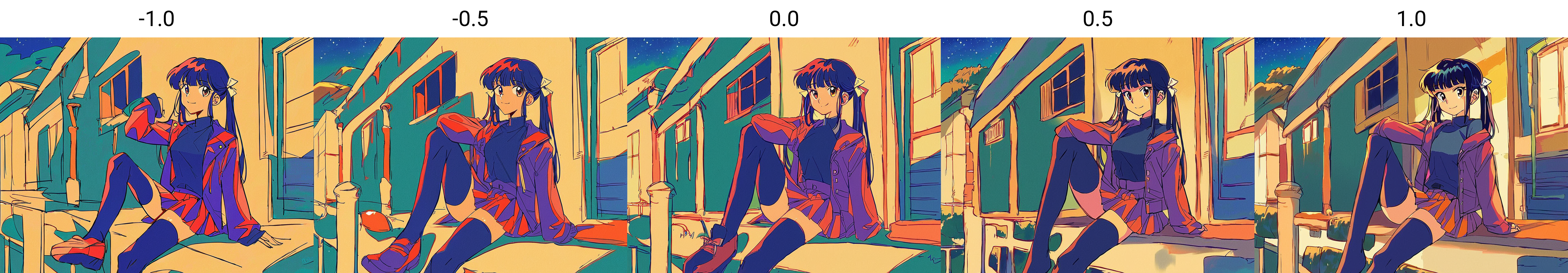 score_9, score_8_up, score_7_up, score_6_up, score_5_up, score_4_up, rating_safe, source_anime, 1girl, solo, long_hair, looking_at_viewer, smile, bangs, skirt, shirt, black_hair, black_thighhighs, long_sleeves, ribbon, twintails, sitting, closed_mouth, purple_eyes, jacket, hair_ribbon, pleated_skirt, outdoors, miniskirt, blunt_bangs, zettai_ryouiki, black_shirt, night, white_ribbon, hair_over_shoulder, retro_artstyle, orange_skirt, orange_jacket<lora:Pony_DetailV2.0:-1.0>
