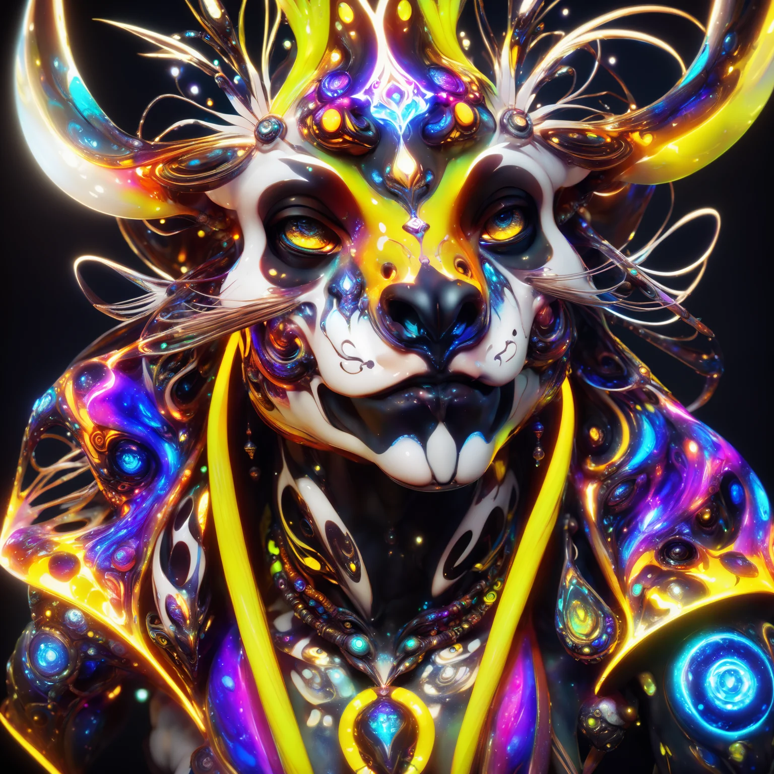 <lora:aiai-DiscoLucid-XL1-v1-captions:0.75> aiai-DiscoLucid style badger shaman infused with magic energies, luminous tribal tattoos, bright colors, high contrast, dark background, vivid lighting, octane render, mysticism, unique immersive, highly detailed, 8K vibrant colors, high contrast, vivid lighting, hyperrealism, masterpiece, best quality