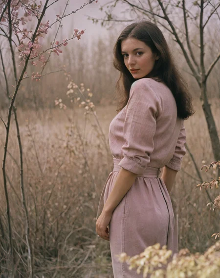 female , (nsfw:0.1) , brown, <lora:lida:0.6>, by Andrei Tarkovsky, peach princes, olive, vintage pink, moderate purplish pink