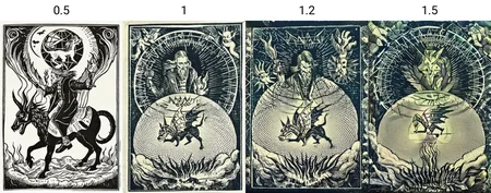 an 0ccult drawing of a man on a horse, an etching, psychedelic art, high detailed + tarot card, aleister crowley with baphomet, a shaman holding up the universe, the eye of the world, a man holding a torch in front of a globe with a dragon on it. The man is wearing a black robe and has long, flowing hair. He is standing in front of a globe with a dragon on it. The globe is surrounded by a dark mist, and the dragon is breathing fire. The man's face is determined, and he holds the torch high in the air., <lora:0ccult_works_of_Art_SDXL:0.5>