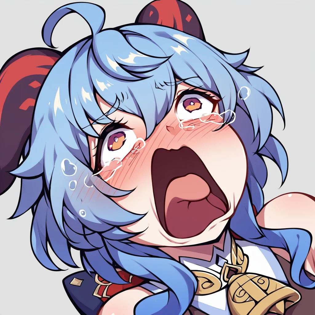 <lora:xl_XL_crying_aqua(pony)-000016:1>,open mouth,solo,tears,crying,blush,crying with eyes open,ganyu \(genshin impact\),big head,, score_9, score_8_up,