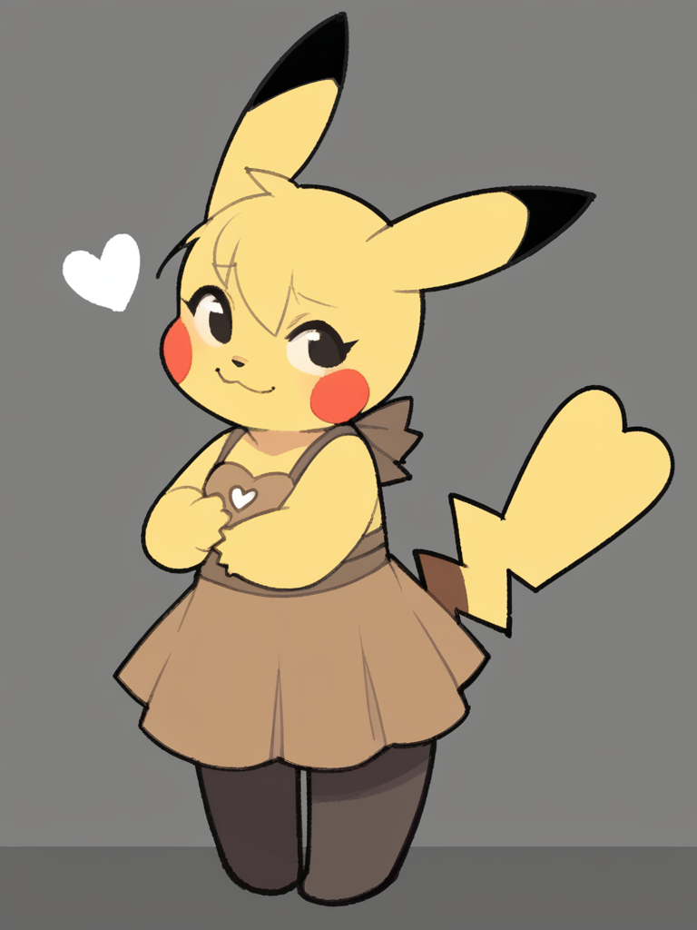 score_9, score_8_up, score_7_up, source_anime, BREAK
1girl, solo,  <lora:TemmieChang-20:1> sketch, :3, dress, black pantyhose, Pikachu, heart tail, furry, yellow fur