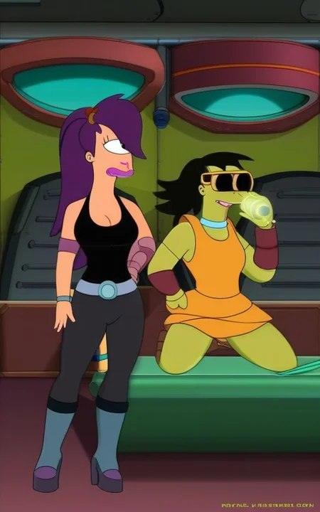 Turanga Leela ass the sexy captain of the Planet Express Ship of Futurama, FuturamaStyle <lora:SDXL-FuturamaStyle-Lora:1>, Very detailed, clean, high quality, sharp image
