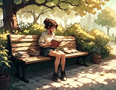 score_9, score_8_up, score_7_up,  <lora:Messy Sketch Style:1>, 1girl sitting in park on a bench, reading a news paper,