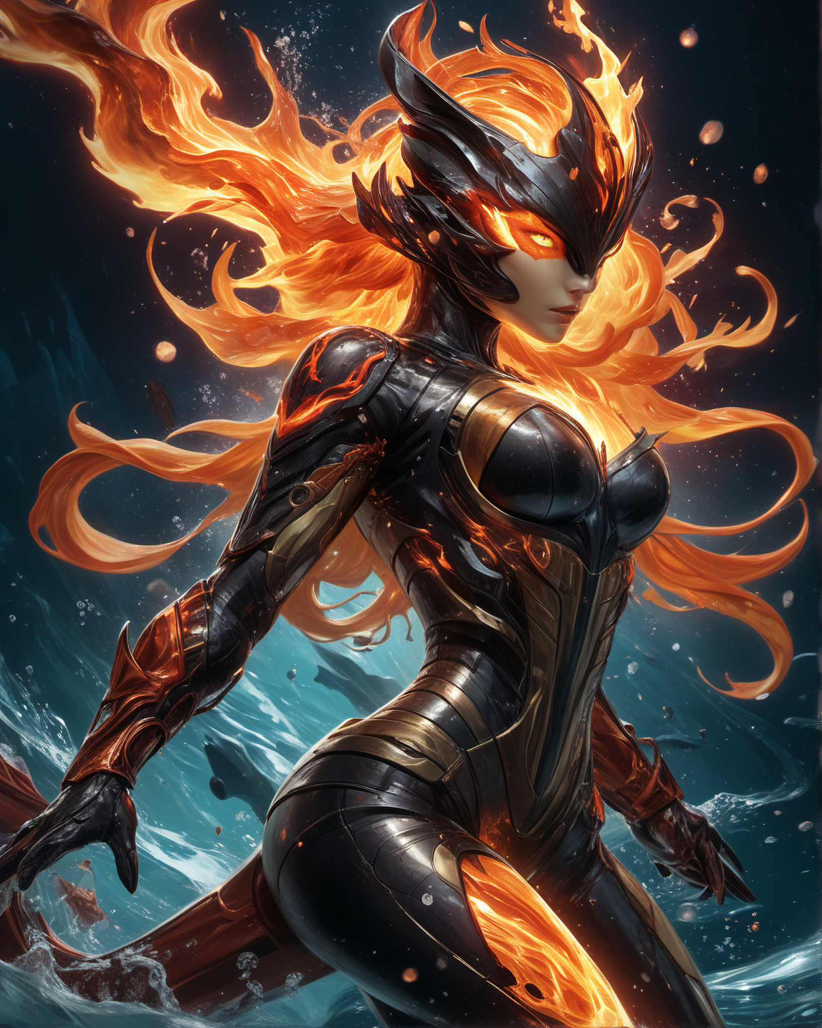 <lora:InfernalXL:0.45> infrnal, flaming,underwater animal,(raymond swanland,aleksi briclot,sandra chevrier,ryan hewett),masterpiece,, 8k uhd,absurd res,ultra detailed,masterpiece,awardwinning,sharp focus,intricate detail,50mm lens