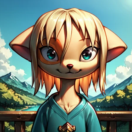 <lora:Paige_v2_r1:0.8>,
score_9,score_8_up,score_7_up,paige,
,outdoors,detailed backround,natural light,shadow detail, ,solo,portrait,looking at viewer,furry,upper body