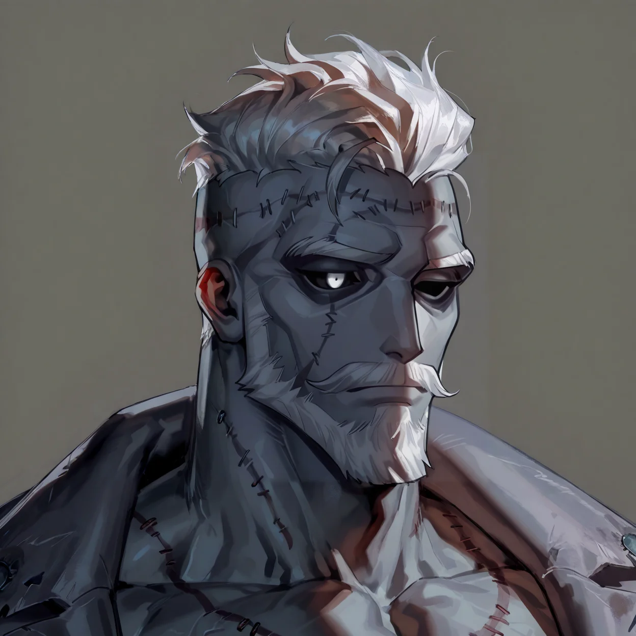 <lora:percy__Identity_V-000006:1> percy (Identity V), black sclera, White Eyes, White hair, white beard, Gray skin, stitched face,
(very short hair, beard, bara, mature, facial hair, stubble, beard, full beard, sideburn, beard, a lot of beard, ), facial hair,male focus, muscular male, muscular male, bara, mature, bara, mature, aixiwuganda_(20222192), very awa, masterpiece, best quality, absurdres, newest, perfect quality, detailed background, intricate details,
<lora:slider_Body Type_alpha1.0_rank4_noxattn_last:3><lora:style_Anime Summer Days 2 Style SDXL_LoRA_Pony Diffusion V6 XL:.6><lora:slider_cfg_scale_boost:.7><lora:Artist6p:.55>, Artist6p, Artist04p,<lora:slider_il_brightness_slider_d1:-1><lora:slider_il_contrast_slider_d1:-1><lora:slider_DarkSlider1.2_alpha1.0_rank16_full_300steps:-.6>