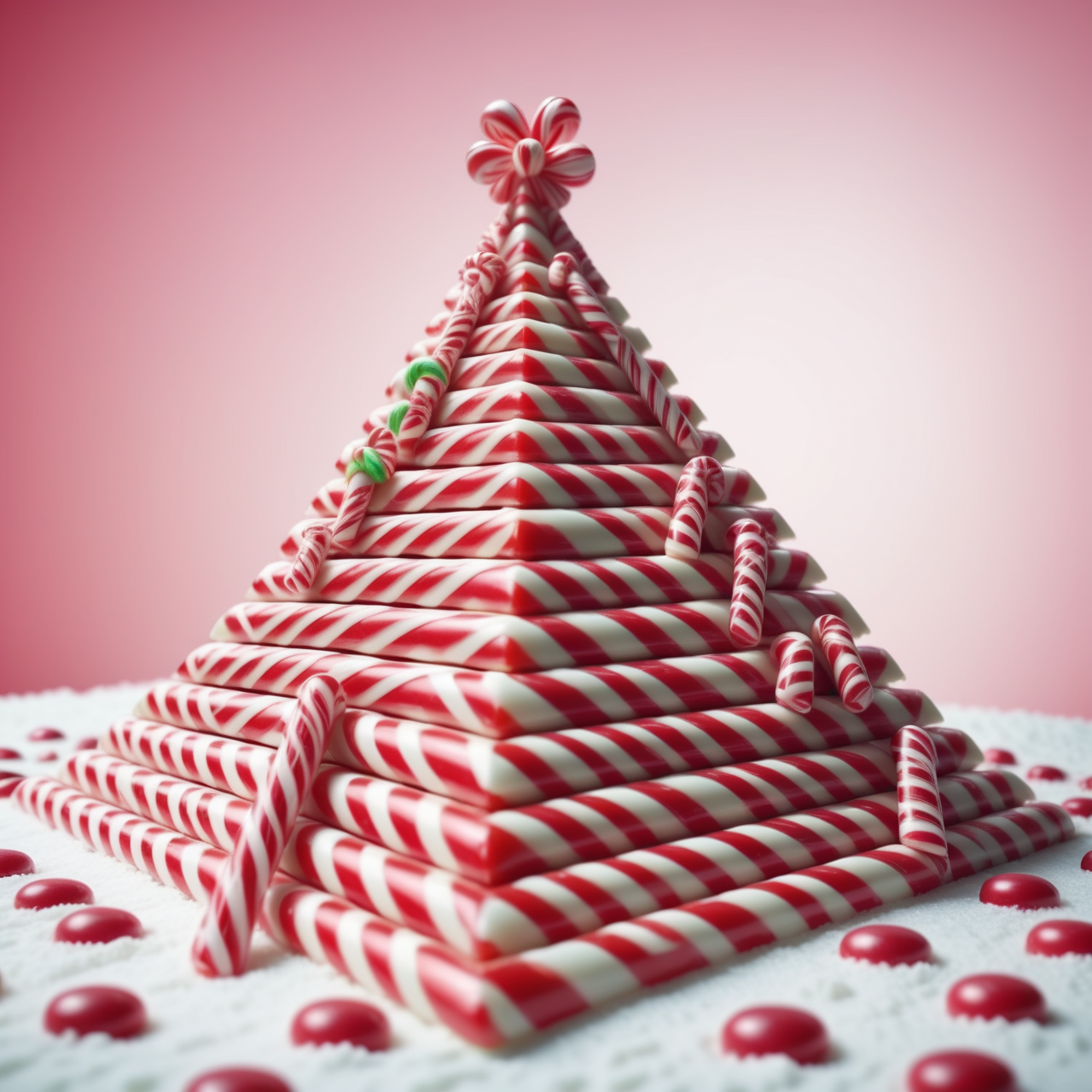 the pyramid made out of Jed-Cndcne, masterpiece, UHD, sharp and in focus  ,<lora:CandyCaneStyle-000005:0.7>