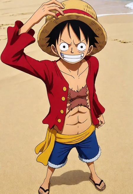 Monkey Di Luffy ( Ungry:1.0)  in the beach