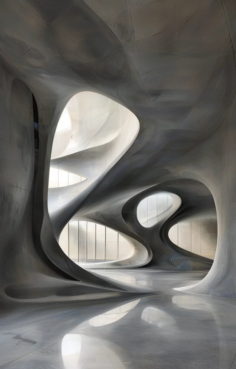 masterpiece,best quality,<lora:tbh307-sdxl:0.9>,illustration,design by Zaha Hadid Brutalist concrete university campus with geometric shapes and exposed materials