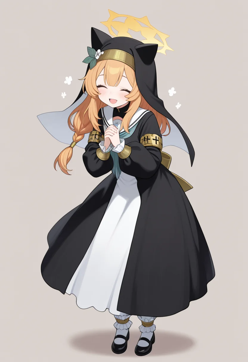 <lora:Mari__Blue_Archive:1>, nunmari, nun, happy, full body, animal ears,, masterpiece,best quality,amazing quality,